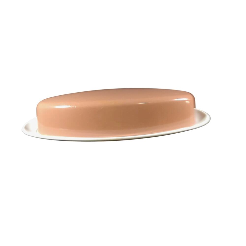 Covered Butter Dish Plastic mid Century Modern Tan Brown (not Pink) White